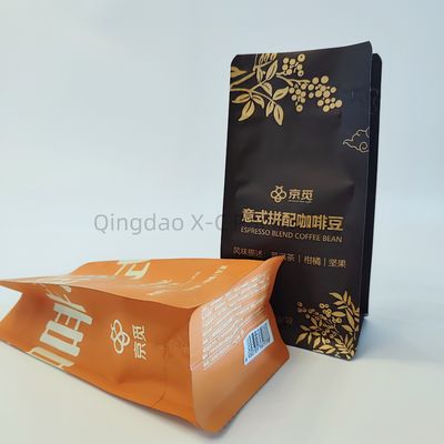 Borsa flessibile a otto lati con valvola, cerniera, sacchetti per il caffè.