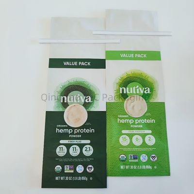 Customized 8 Side Seal Stand Up Pocket con Tinea Tie Flat Bottom per polvere proteica