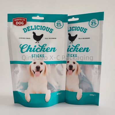 Borse di imballaggio alimentare per animali da compagnia a misura con chiusura a cerniera con diamante con guarnizione termica